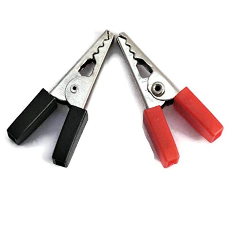 Alligator Crocodile Clips Pair 30mm Red + Black (Half Sleeves)