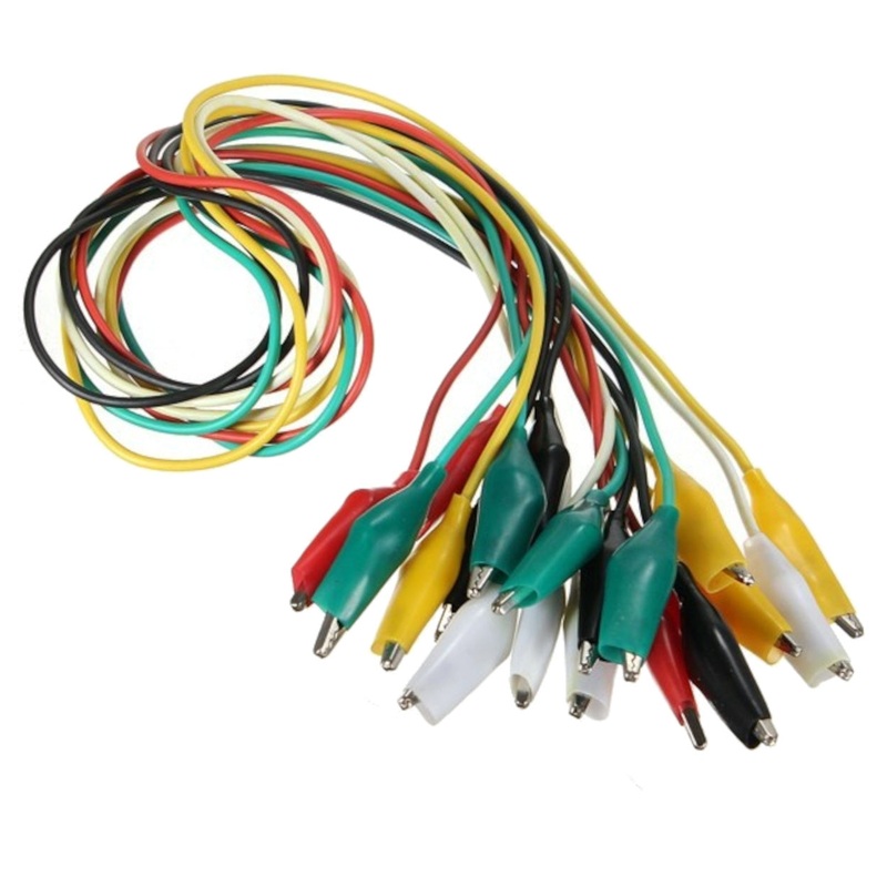 Multicolor Alligator Crocodile Clips Electrical Test Lead Wire 19in/50cm