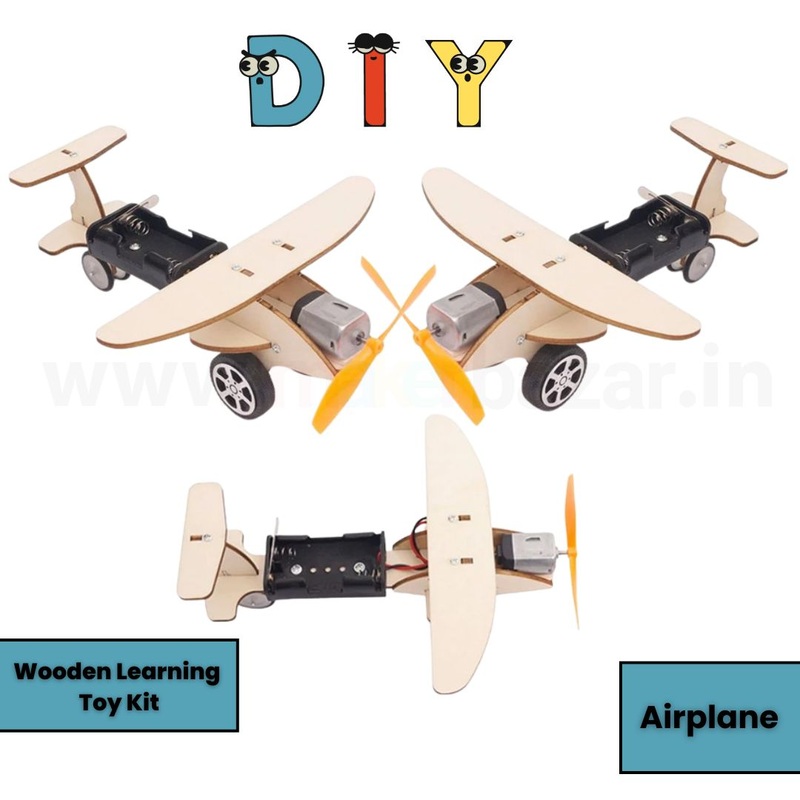 Wooden DIY Aero-Plane Single-Propellor Single-Wing Learning Toy MDF Kit