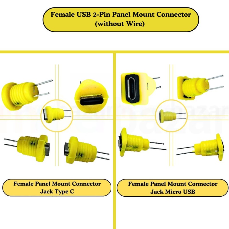 (Low Cost) Female USB 2-Pin Panel Mount Connector (without Wire)