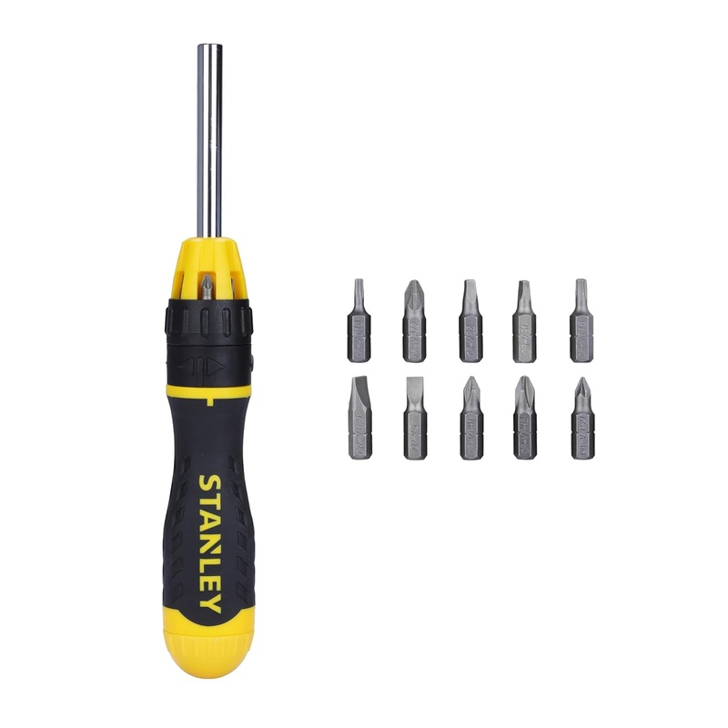 Stanley STHT68010-8 Magnetic Holder Ratcheting Screwdriver with 10 Bits
