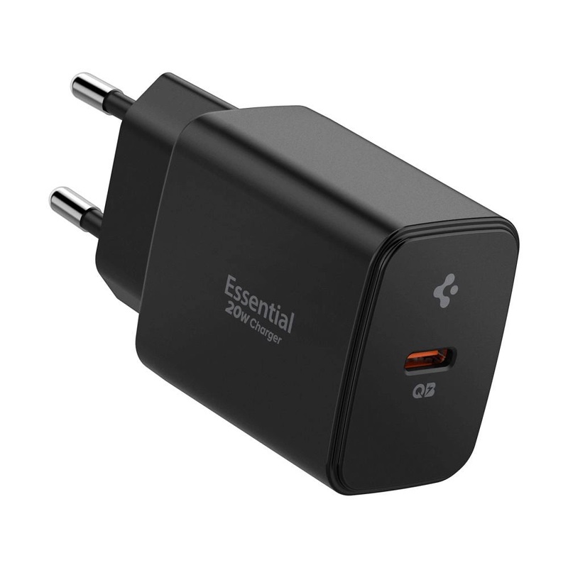Spigen Essential EE201EU USB-C 20W Wall Charger – sort