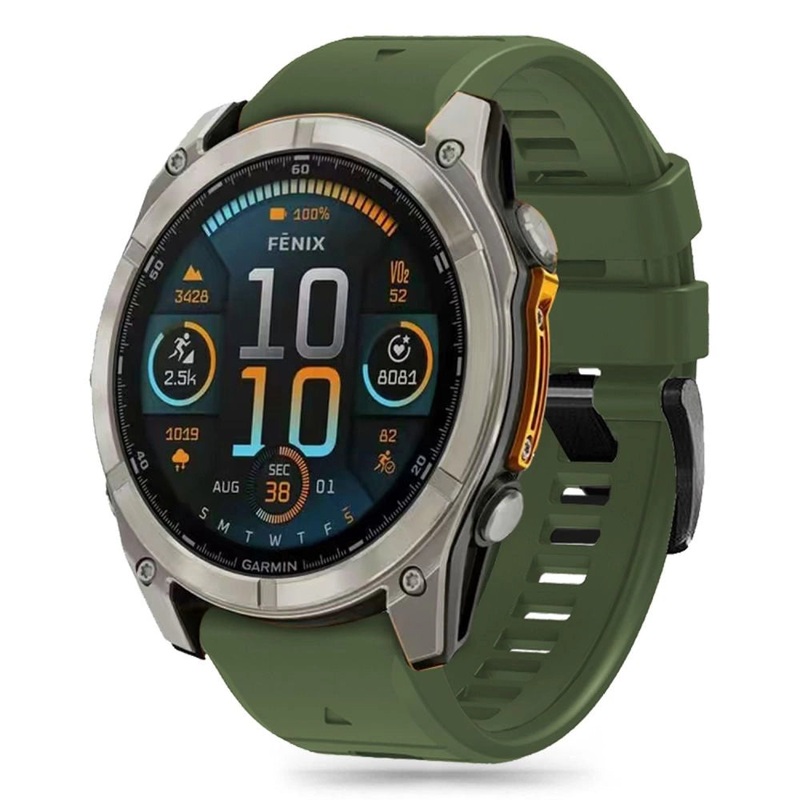 Tech-Protect Silicone Line Strap til Garmin Fenix 5X / 5X Plus / 6X / 6X Pro / 7X / 8 (51 mm) – Grn