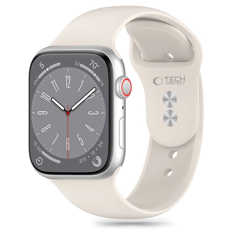 Tech-Protect Silicone Strap til Apple Watch 4 / 5 / 6 / 7 / 8 / 9 / SE / Ultra 1 / 2 (42 / 44 / 45 / 49 mm) – Beige