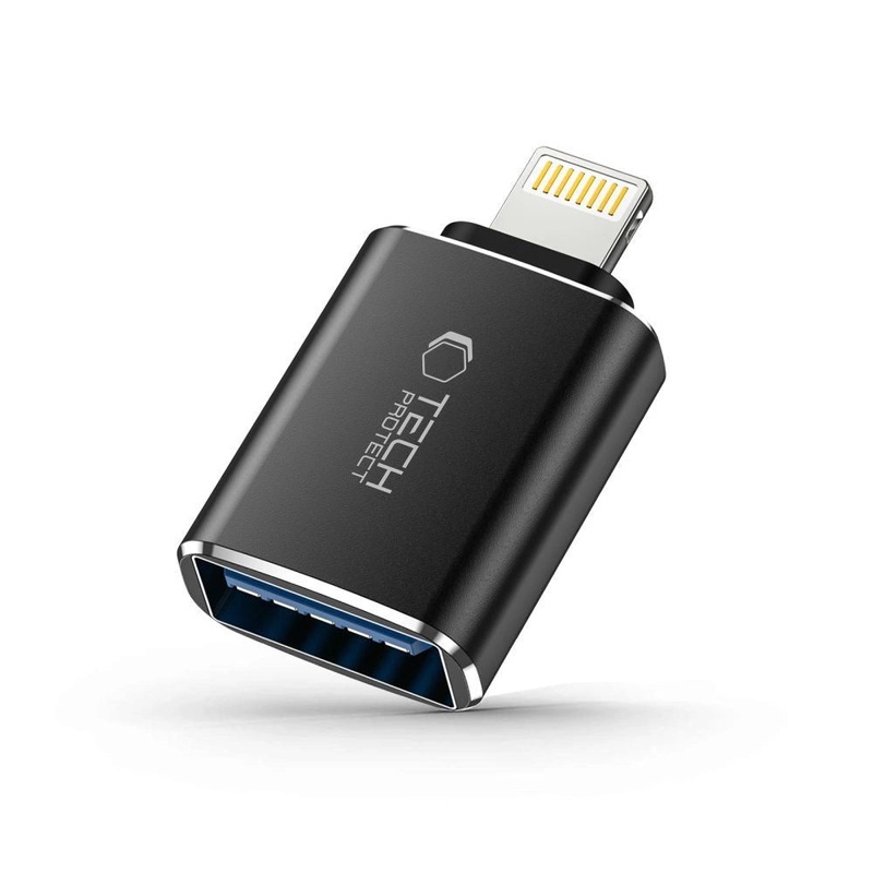 Tech-Protect UltraBoost Lightning (mandlig) / USB-A (kvindelig) OTG-adapter – sort