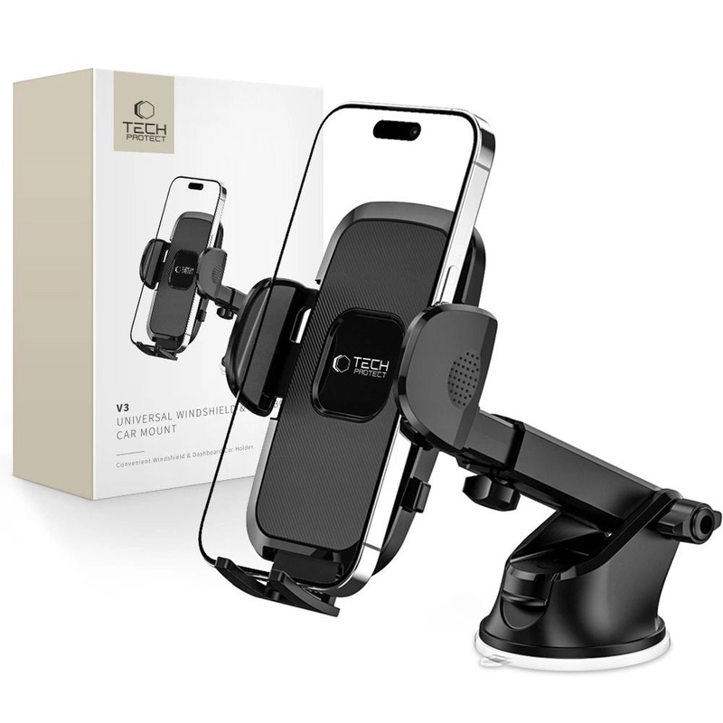Tech-Protect V3-biltelefonholder til forrude/cockpit – sort