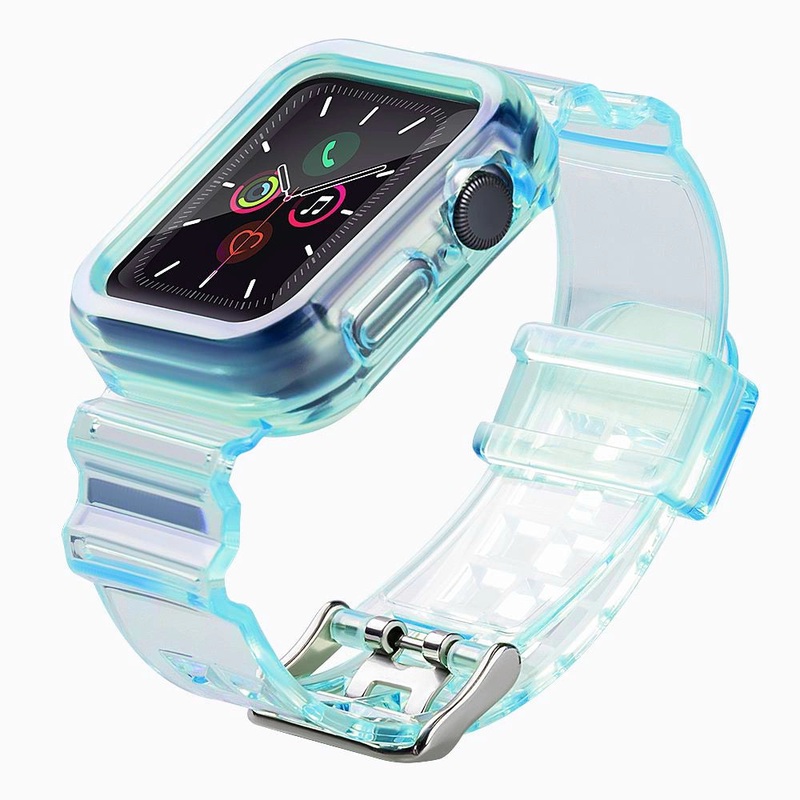 Silicone Band Strap Armbnd Case Strap Light Set til Apple Watch 44mm – Bl
