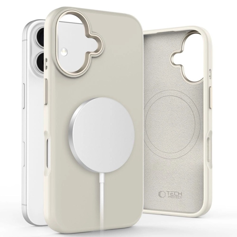 Tech-Protect Silicone PU MagSafe iPhone 16 Case – Beige