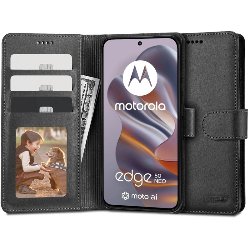 Tech-Protect Wallet Case til Motorola EDGE 50 NEO – sort